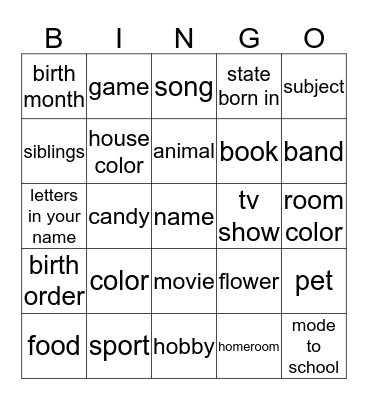 GETTING TO KNOW EVERYONE Bingo Card