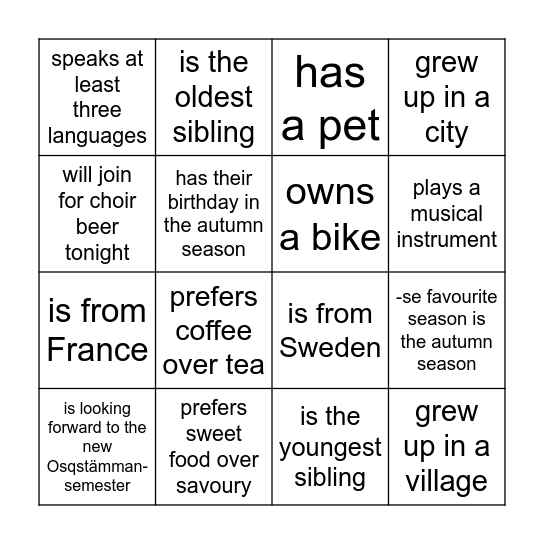 Name a member who... Bingo Card