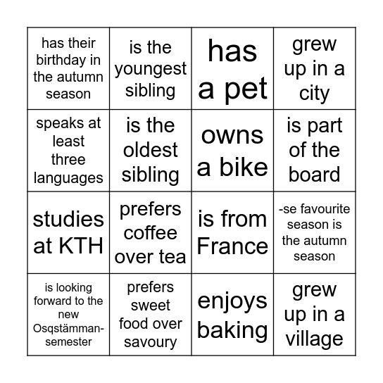 Name a member who... Bingo Card
