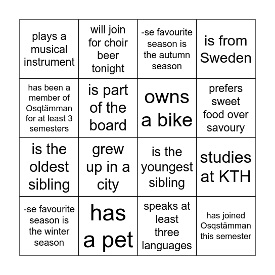 Name a member who... Bingo Card