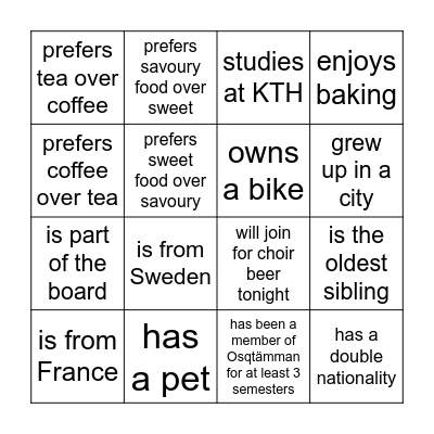 Name a member who... Bingo Card