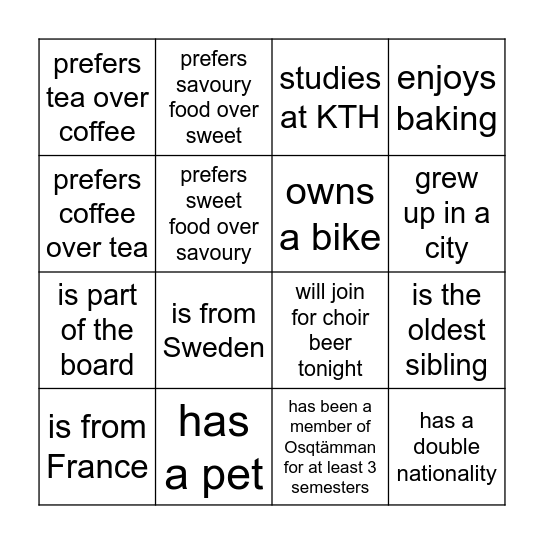 Name a member who... Bingo Card