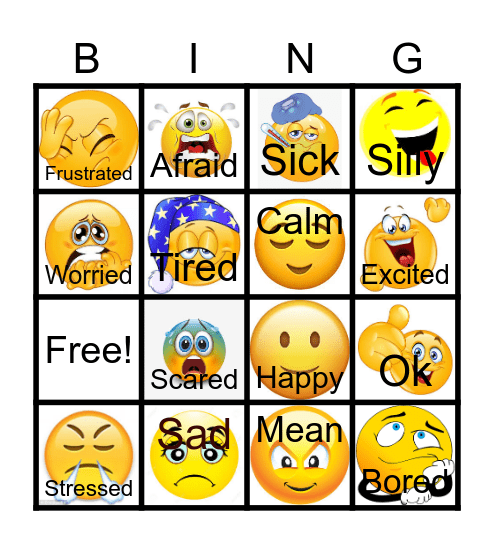 Zones of Regulation Bingo Card