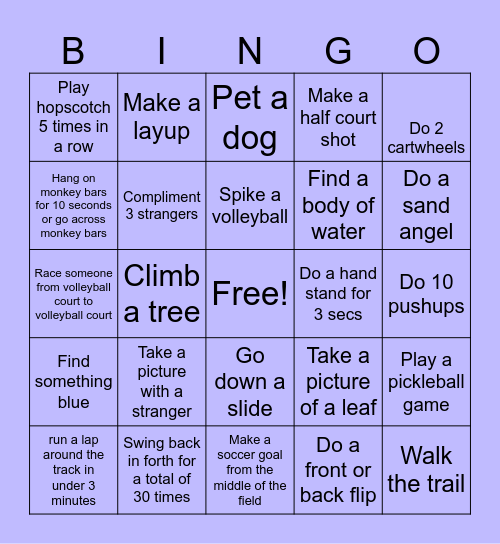 🎟️PARK BINGO🛝 Bingo Card