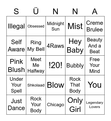 Muusika Bingo Card