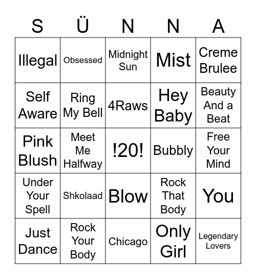 Muusika Bingo Card