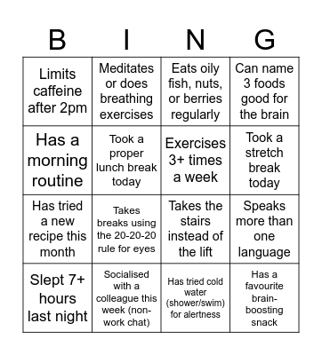 Brain Bingo Card