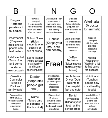 HEALTH SCIENCE CAREERS Bingo Card