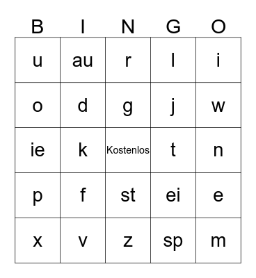 das Alphabet Bingo Card