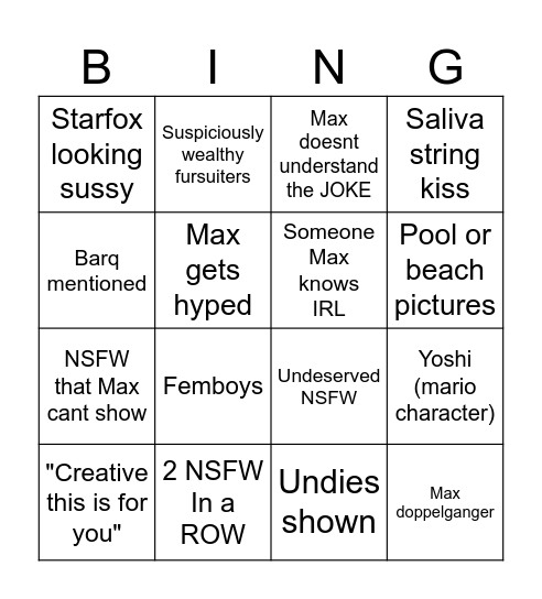 MEME REVIEW FURRY_IRL Bingo Card