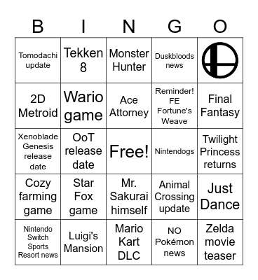 Nintendo Direct(s) September 2026 Bingo Card