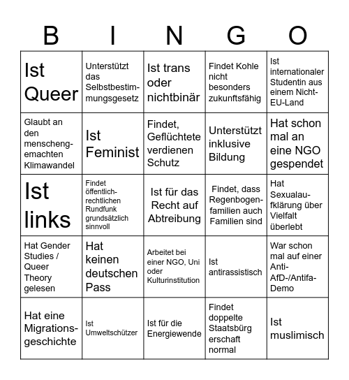 AfD Feindbild Bingo Card