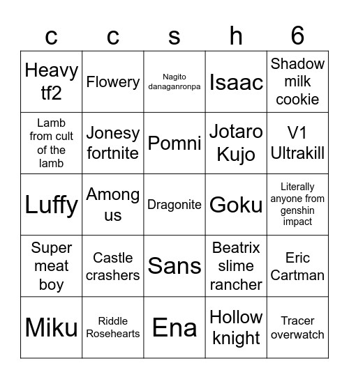 Crack smash 6 predictions Bingo Card