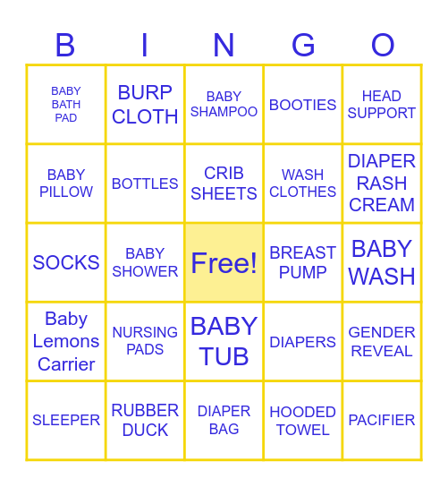 BABY LEMONS Bingo Card