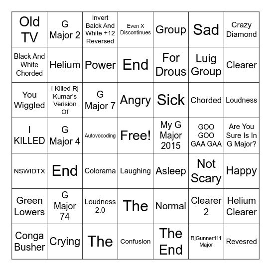 Nein Csupo Effects Bingo Card