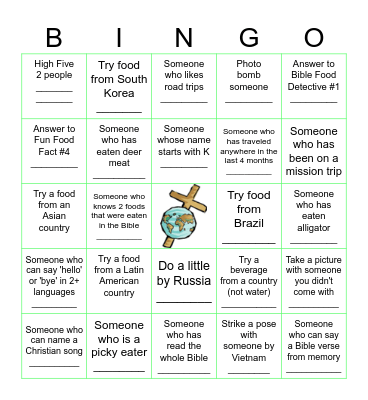 Global Fellowship Feast Bingo Card