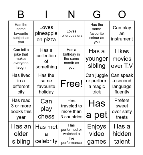 Find Someone Who Bingo Card