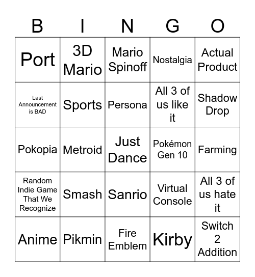 Direct Bingo Card
