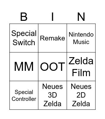 Zelda Direct Bingo Card