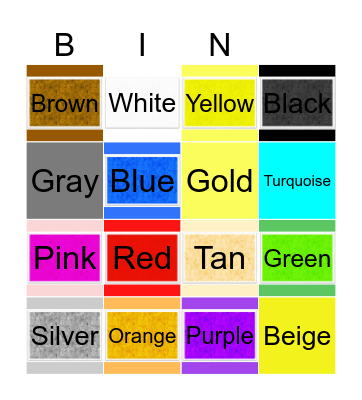 Color Bingo Card