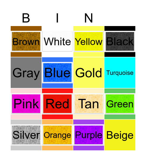Color Bingo Card