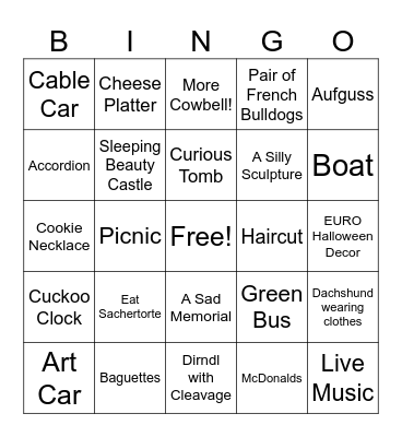 Fall Sojourn Bingo Card