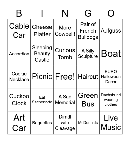 Fall Sojourn Bingo Card