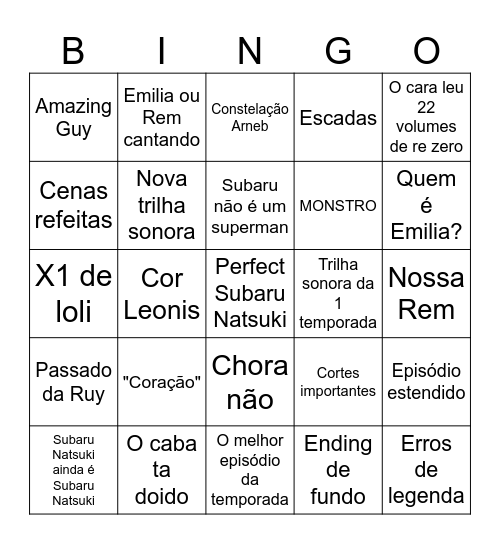 Você é um cara incrível Joviolsa Bingo Card