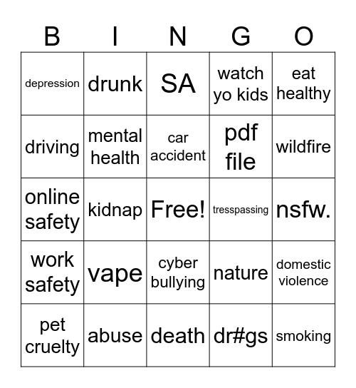 psa bingo Card