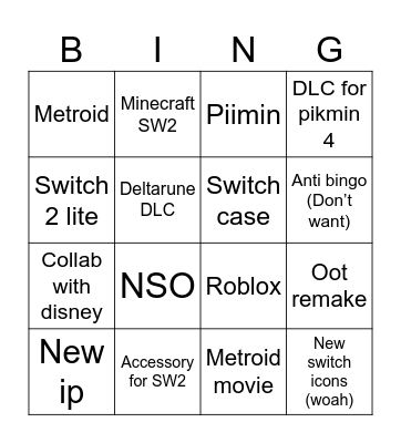 Kennan Bingo Card