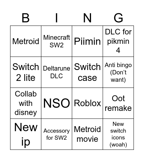 Kennan Bingo Card