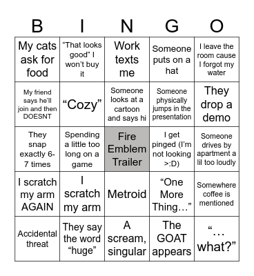NINTENDO DIRECT PREDICTIONS Bingo Card