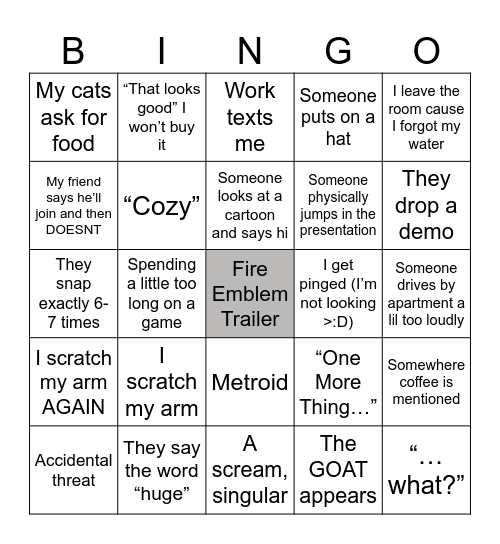 NINTENDO DIRECT PREDICTIONS Bingo Card