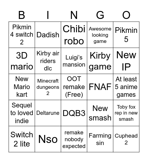 Lily Bingo Card