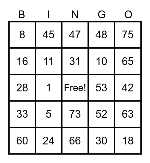 Shiro's BINGO CARD Bingo Card