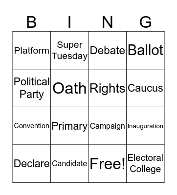 ELECTION BINGO  Bingo Card