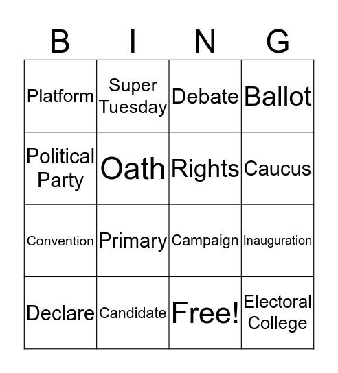 ELECTION BINGO  Bingo Card