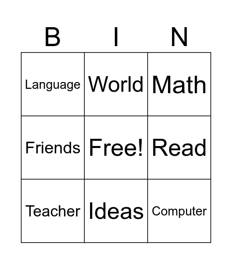 Education Bingo Card