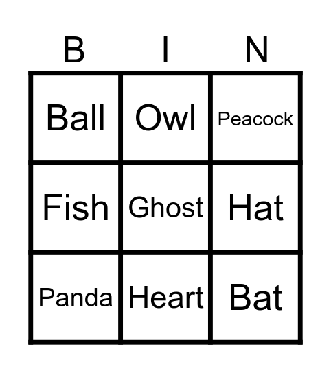 Zingo Board Bingo Card