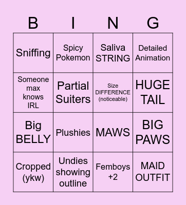 FURRY BINGO! Bingo Card