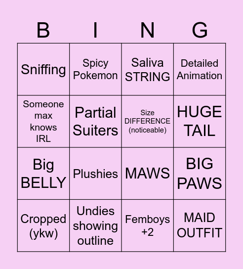 FURRY BINGO! Bingo Card
