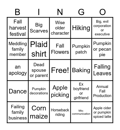 Festive Fall Bingo Card
