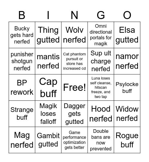 Actual S10 balance bingo Card