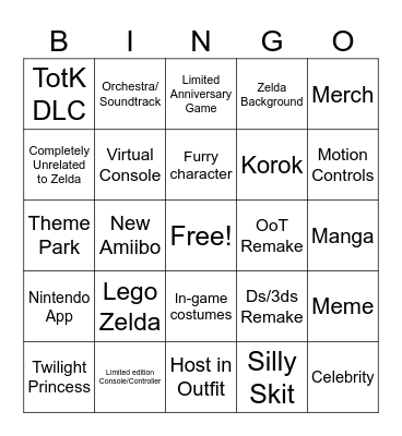 Zelda Direct Bingo Card