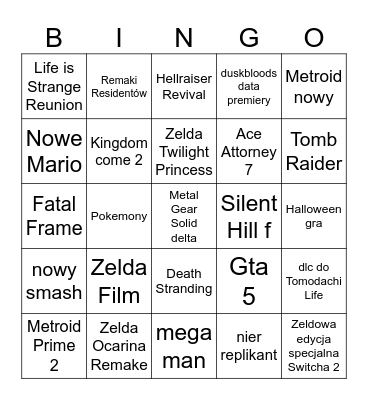 Nintendo Directy Wrzesień 2026 Bingo Card