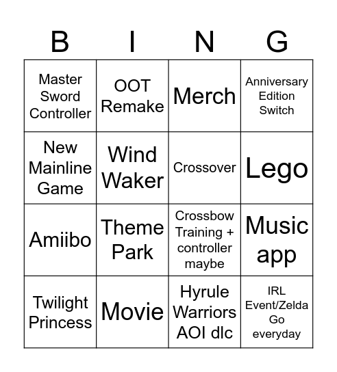 ⃤ Zelda Direct 2026 ⃤ Bingo Card