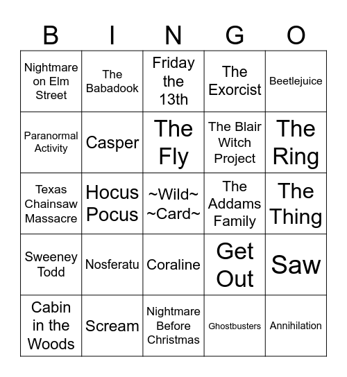 Halloween Bingo Card