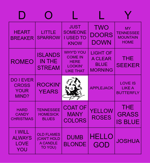 DOLLY PARTON Bingo Card