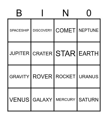 SPACE TRAVEL Bingo Card