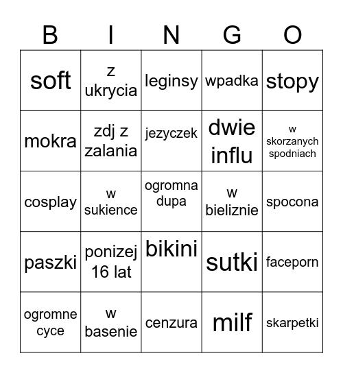 BINGO INFLU Bingo Card